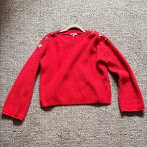 Madewell Vibrant Red Button-Shoulder Sweater